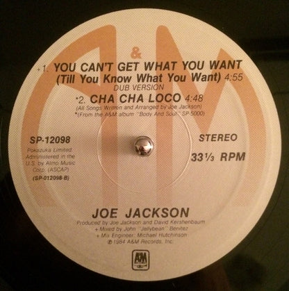 Joe Jackson : You Can't Get What You Want (Till You Know What You Want) (12", EMW)