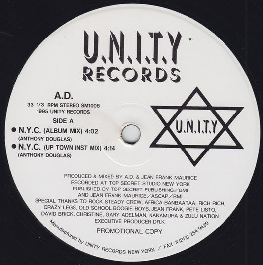 A.D. (5) : N.Y.C. (12", Promo)