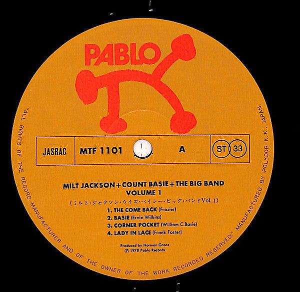 Milt Jackson + Count Basie Big Band : Milt Jackson + Count Basie + The Big Band Vol. 1 (LP, Album)
