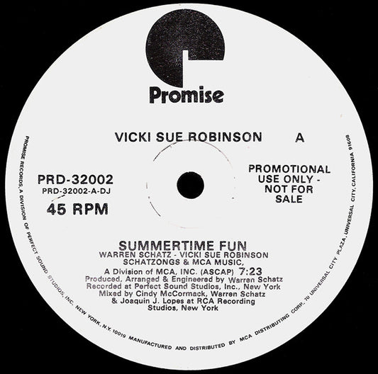 Vicki Sue Robinson : Summertime Fun / Admit It (12", Promo)
