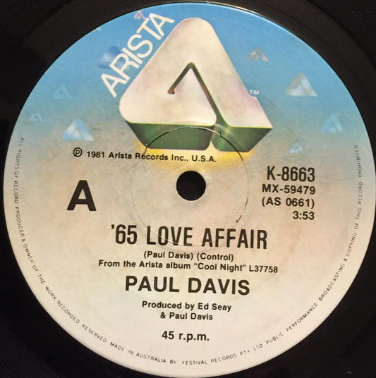 Paul Davis (3) : '65 Love Affair (7", Single)