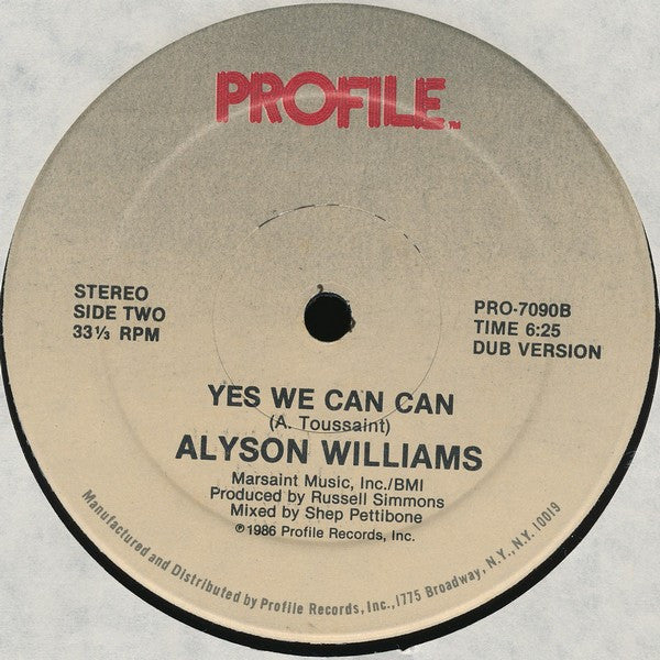 Alyson Williams : Yes We Can Can (12", Single)