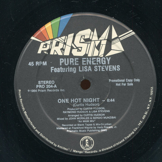 Pure Energy Featuring Lisa Stevens : One Hot Night (12", Promo)