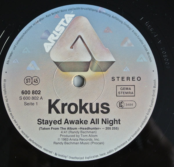 Krokus : Stayed Awake All Night (12", Promo)