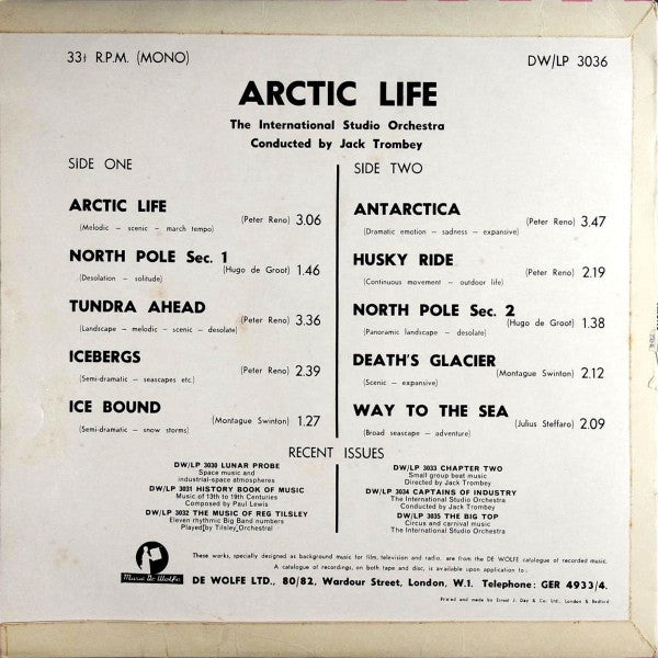 The International Studio Orchestra : Arctic Life (10", Mono)