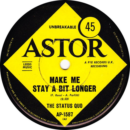 Status Quo : Make Me Stay A Bit Longer (7", Single)