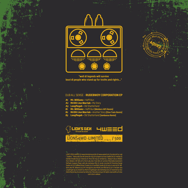 Dub All Sense : Rudebwoy Corporation EP (12", Ltd, Num)