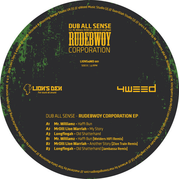 Dub All Sense : Rudebwoy Corporation EP (12", Ltd, Num)