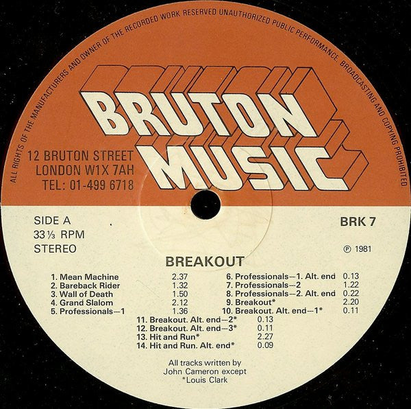 John Cameron (2) / Louis Clark / Andrew Pryce Jackman : Breakout (LP)