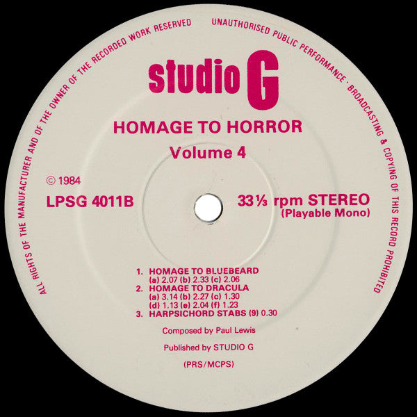 Paul Lewis (4) / Cliff Johns : Homage To Horror Volume 4 (LP)