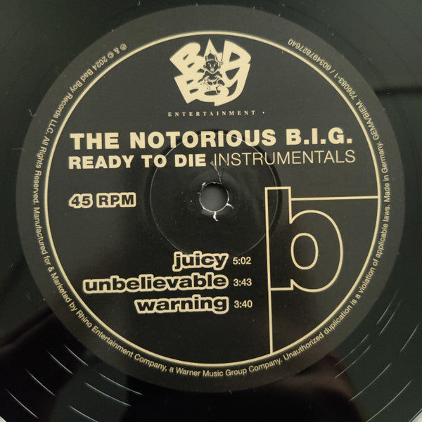 Notorious B.I.G. : Ready to Die Instrumentals (12", Rec)